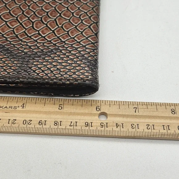 Miche Purse Shell Clutch Snake Print Faux Leather Bronze Brown Magnetic Closure - Picture 10 of 10